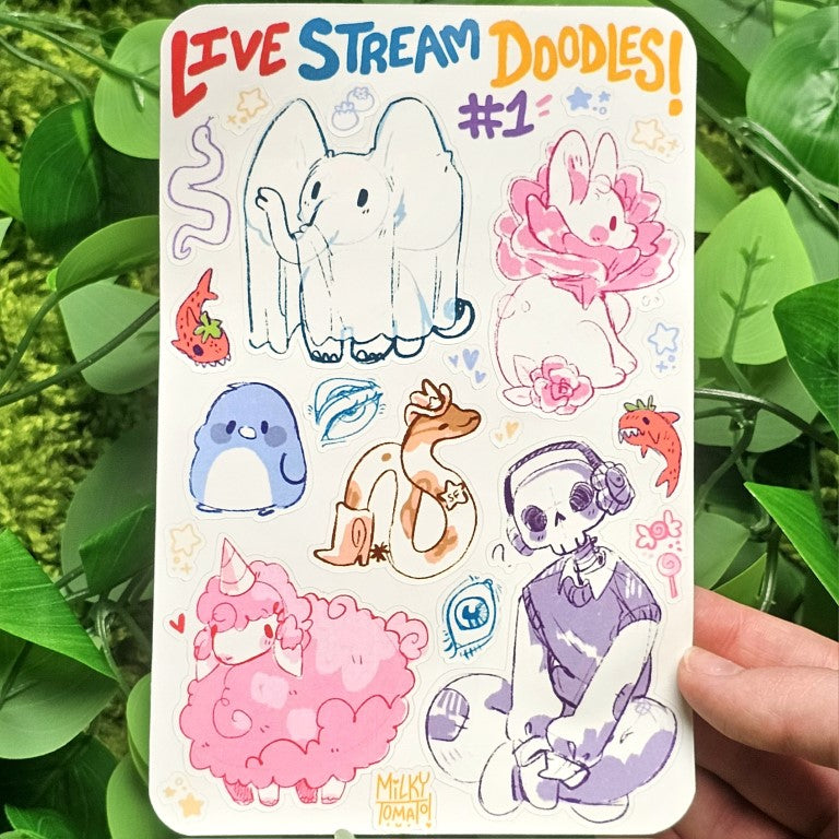 Funny Stream Sticker Live Stream Doodles Sticker Sheet #1 – Milky Tomato