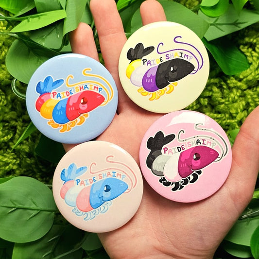 Shrimp Pride Flag Buttons