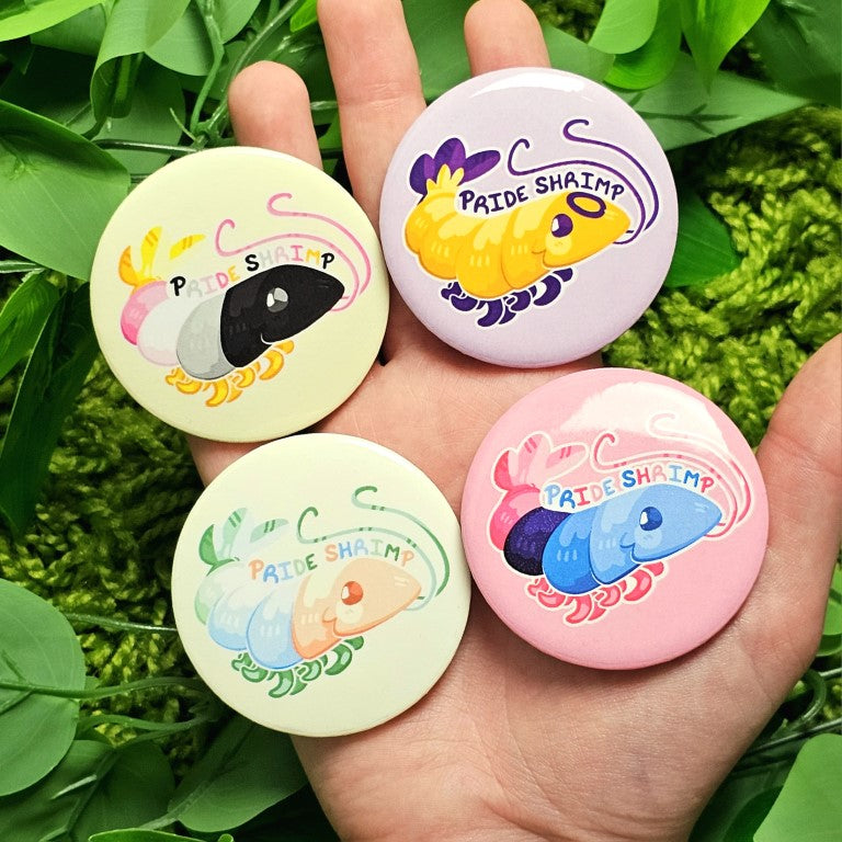 Shrimp Pride Flag Buttons
