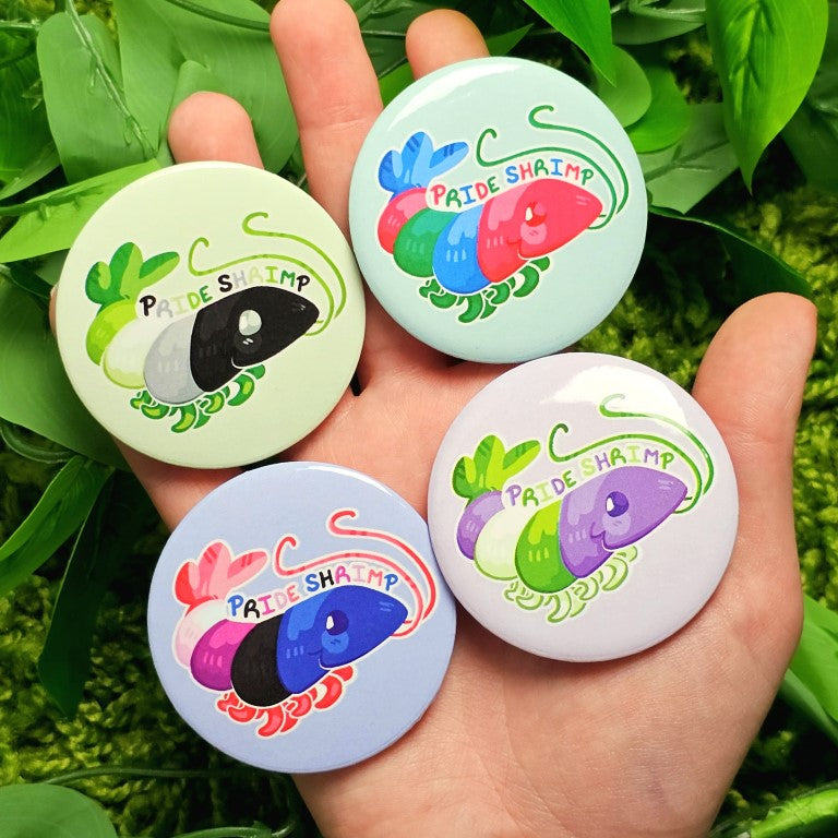 Shrimp Pride Flag Buttons