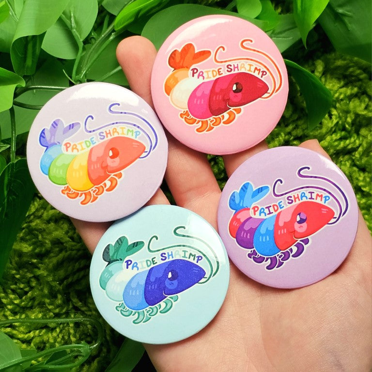Shrimp Pride Flag Buttons