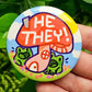 Pronoun Frog Mushroom Large Buttons