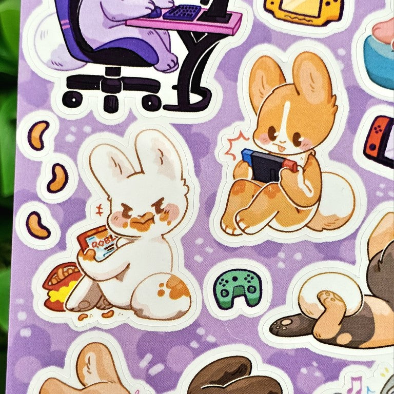 Rabbit Game Sticker Hobby Bunny Gamers Sticker Sheet – Milky Tomato