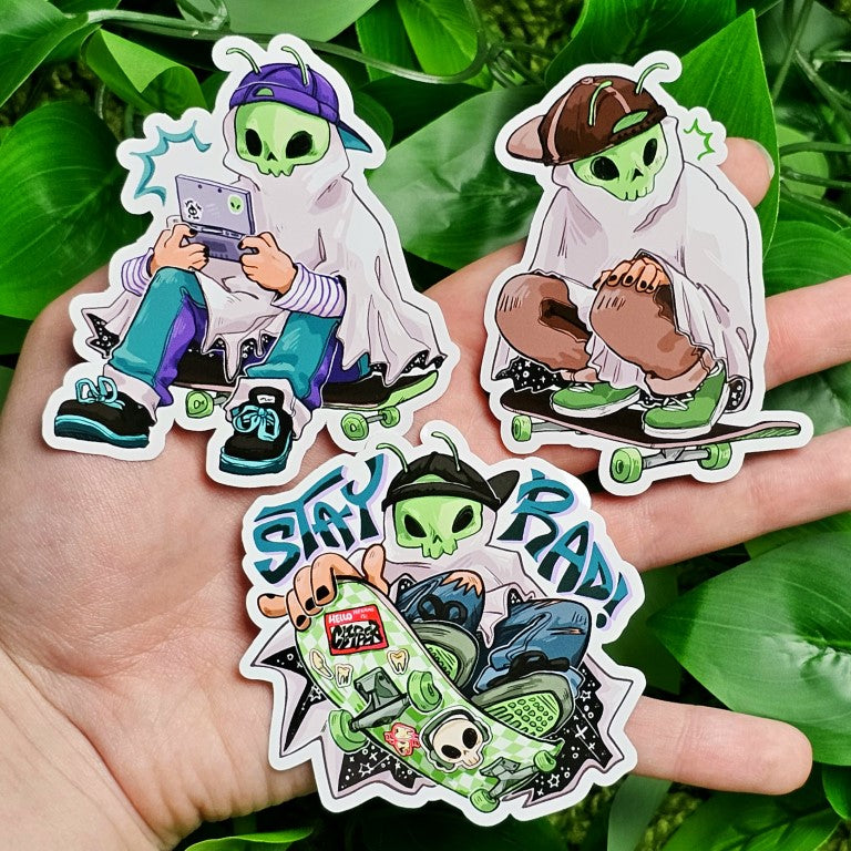 Alien Skater Ghost Stickers!