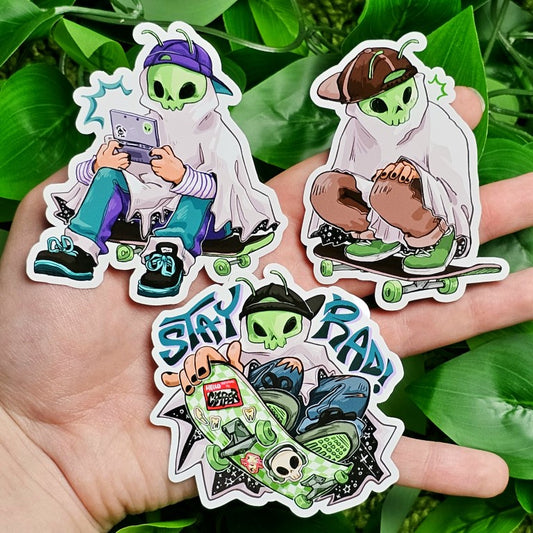 Alien Skater Ghost Stickers!