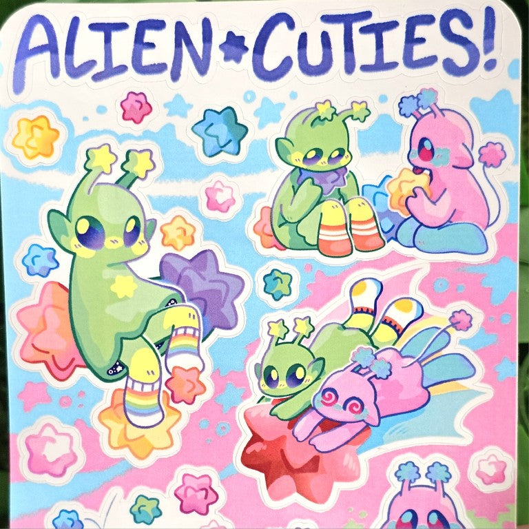 Alein Sticker Cute Alien Sticker Sheet | Milky Tomato