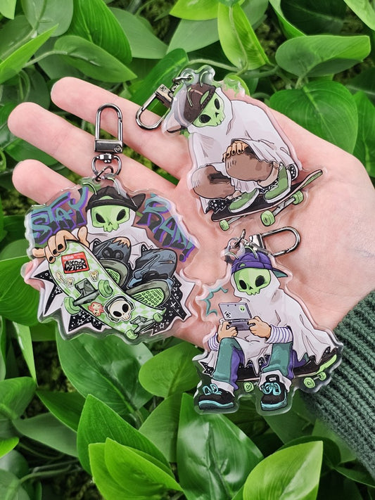 Alien Skater Ghost Keychains!!