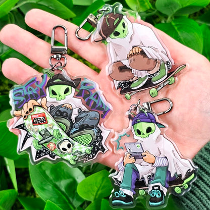 Alien Skater Ghost Keychains!!
