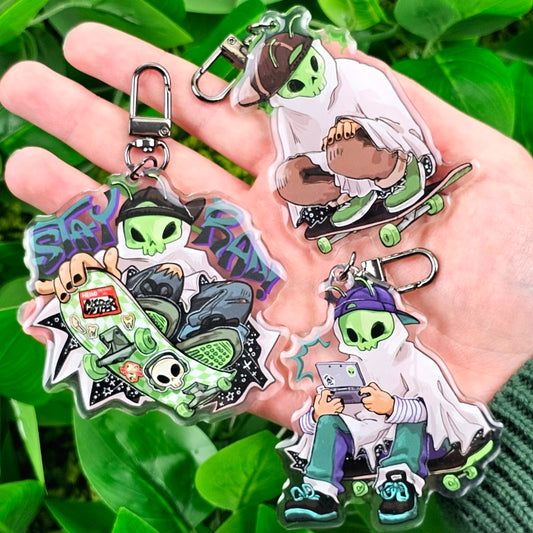 Alien Skater Ghost Keychains!!