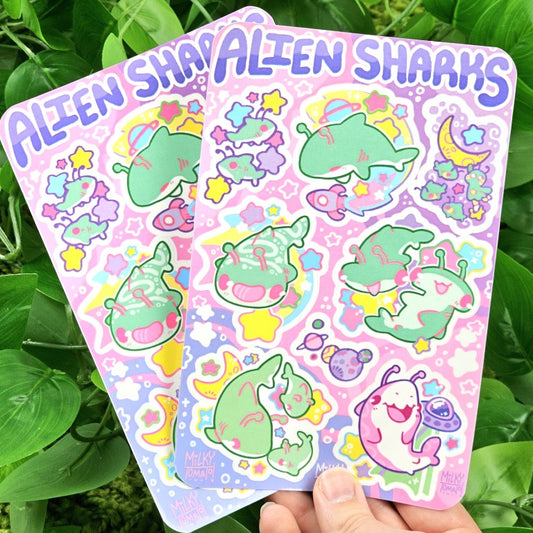 Alien Shark Sticker Sheet!