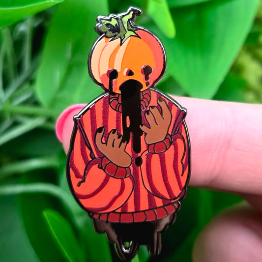 Gore Pumpkin Head In Red Sweater Enamel Pin