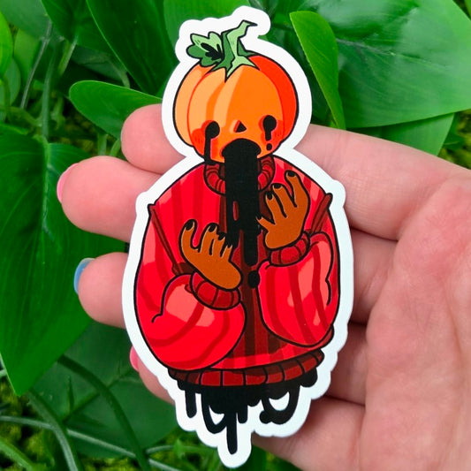 Gore Pumpkin Head In Red Sweater Sticker!