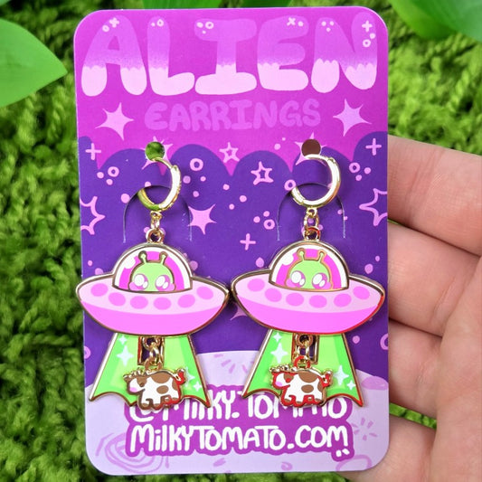 Alien Dangle Earrings Pink!