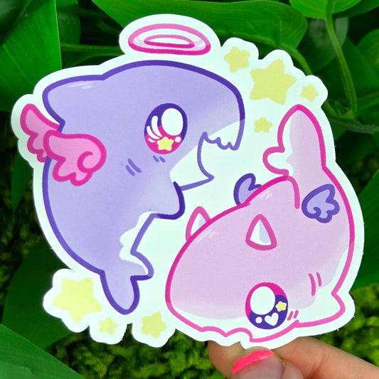 Cute Angel Devil Shark Stickers!