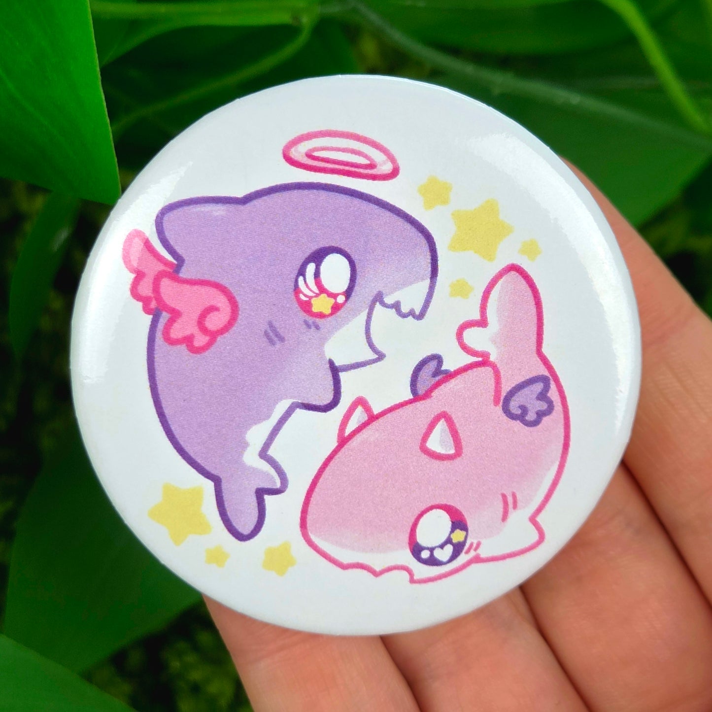 Cute Angel Devil Shark Button!