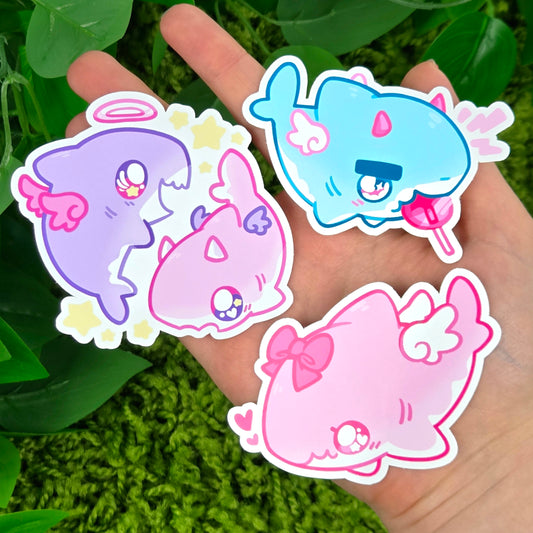 Cute Angel Devil Shark Stickers!
