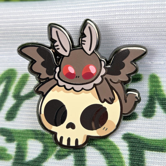 Mothman Skull Enamel Pin!