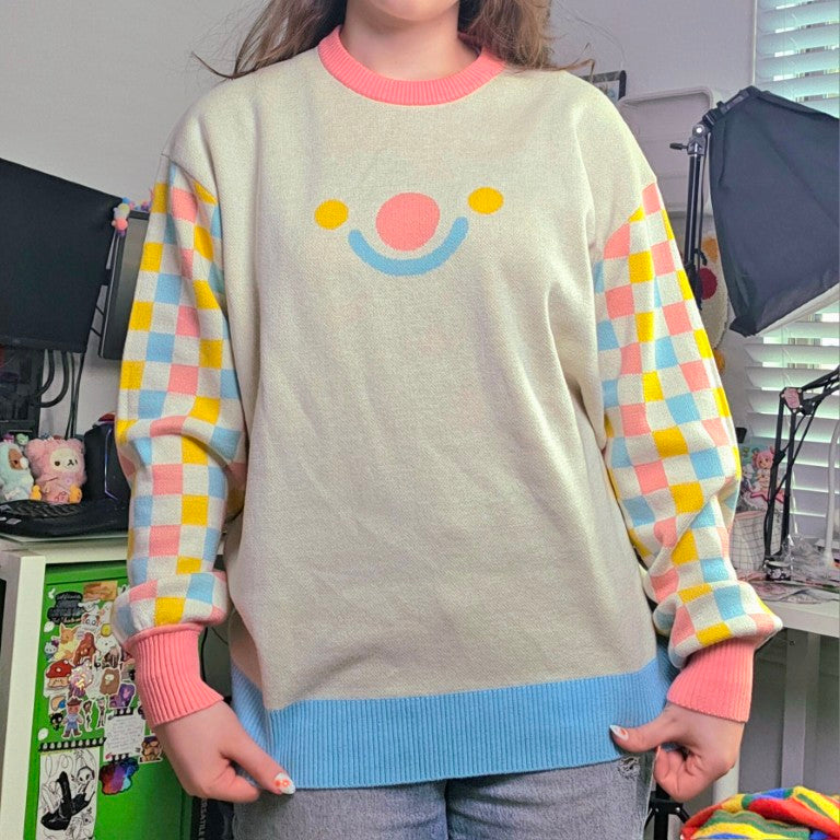 White Silly Clown Sweater