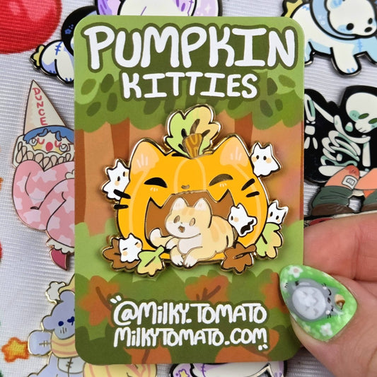 Pumpkin Kitties Enamel Pin!