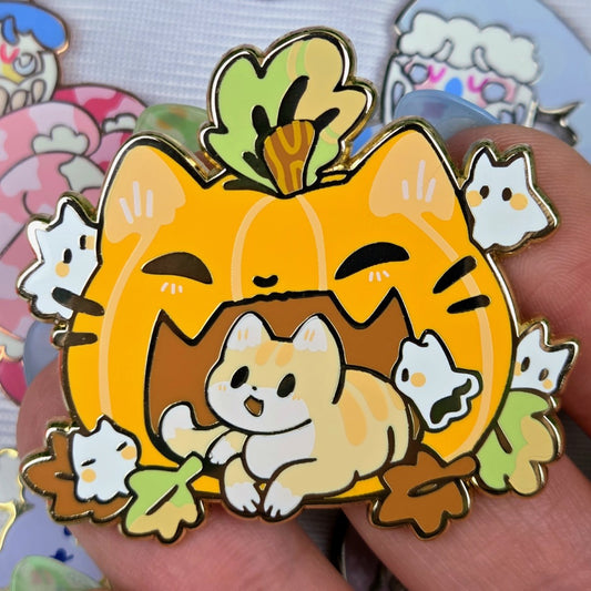 Pumpkin Kitties Enamel Pin!