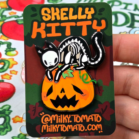 Skelly Kitty Enamel Pin!