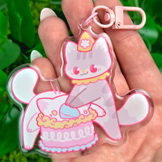 Clown Cat Cake Keychain!