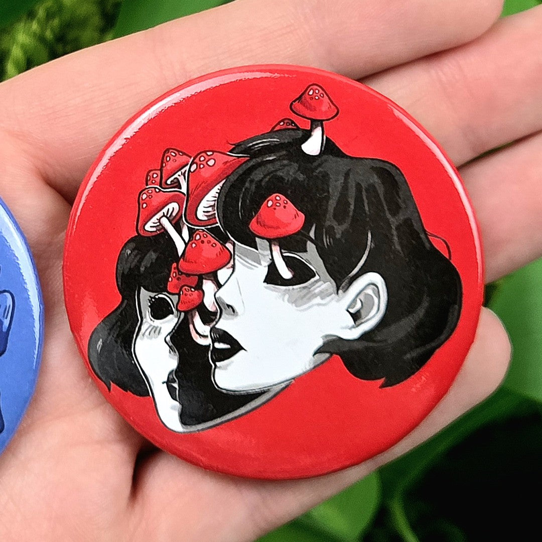 Mushroom Face Girl Large Buttons!