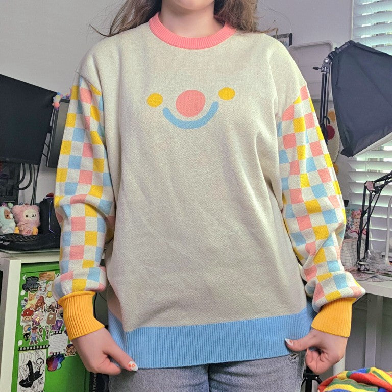 White Silly Clown Sweater | Milky Tomato