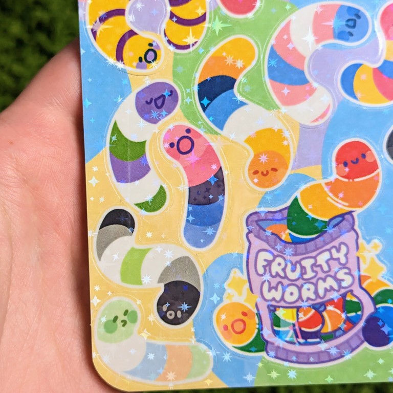 Fruity Worms Sparkly Pride Sticker Sheet