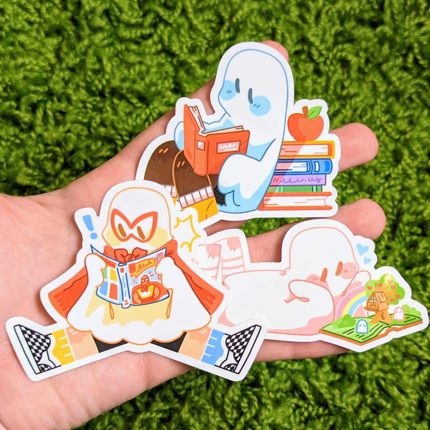 Cute Reading Ghosts Stickers V9!