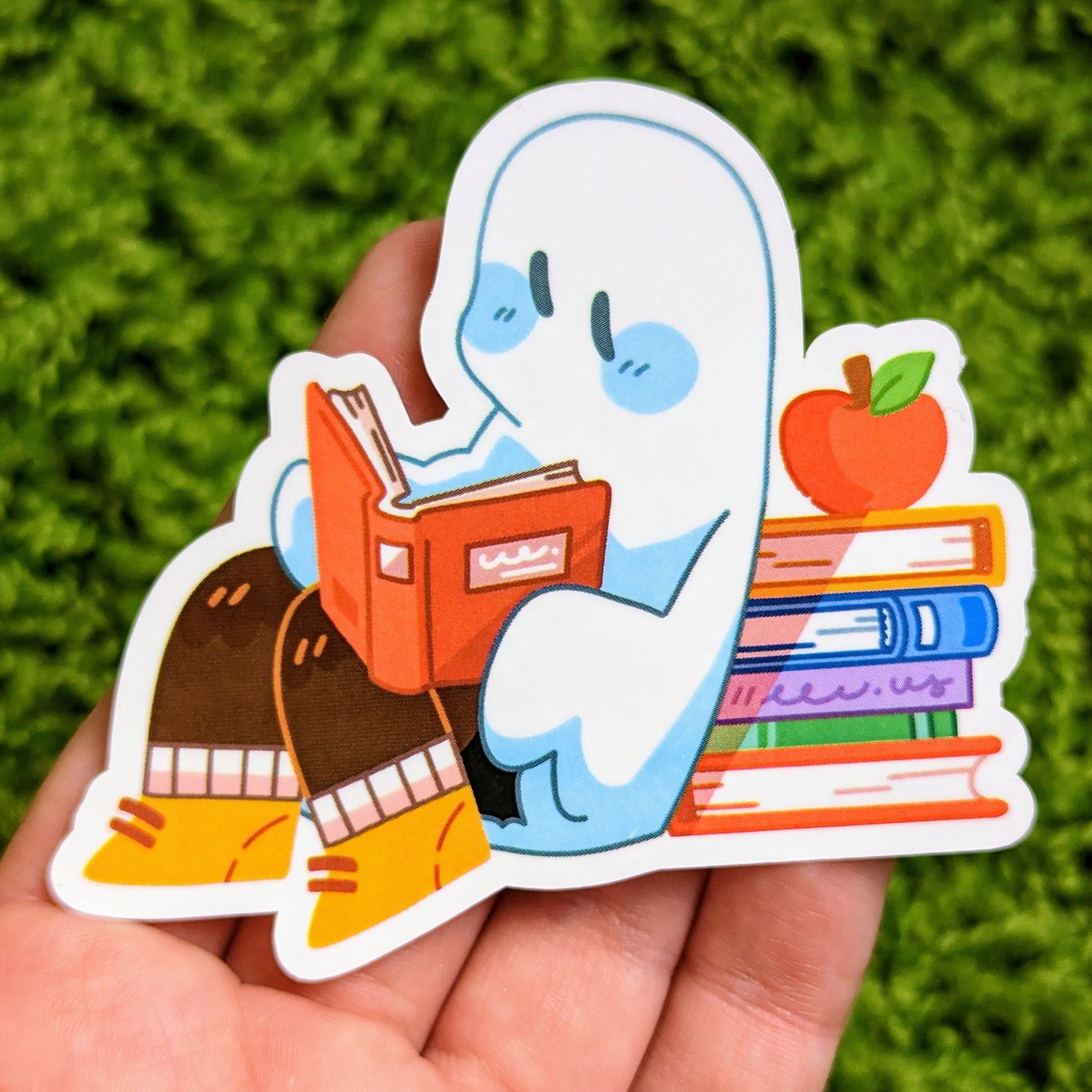 Cute Reading Ghosts Stickers V9!