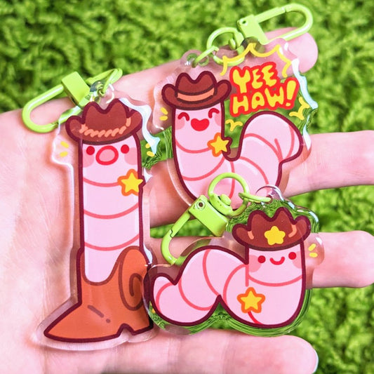 Cowboy Worm Acrylic Keychains