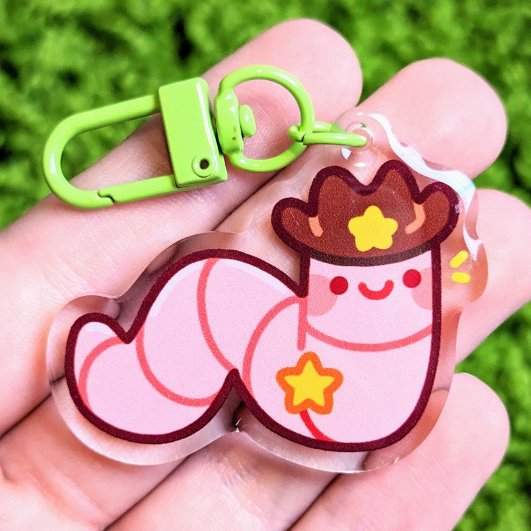 Cowboy Worm Acrylic Keychains