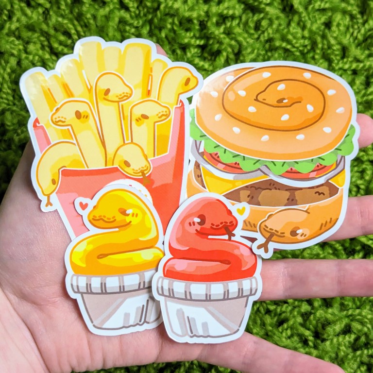 Snake Snack Fast Food Stickers