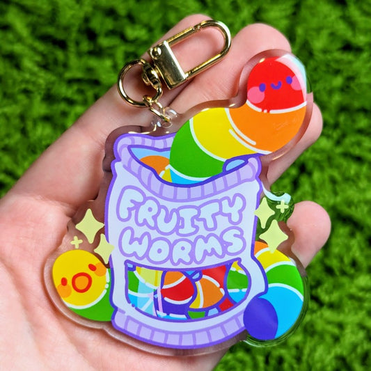 Pride Fruity Worm Acrylic Keychain