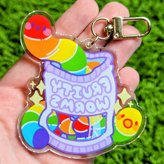 Pride Fruity Worm Acrylic Keychain