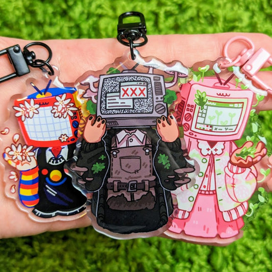 TV Head Cute Acrylic Keychains