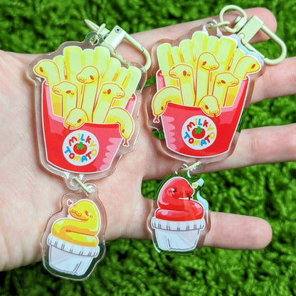Snake Snack Fast Food Dangling Keychains