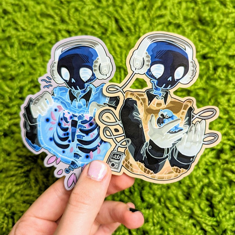 Aesthetic Inverted Chilling Skeleton Stickers