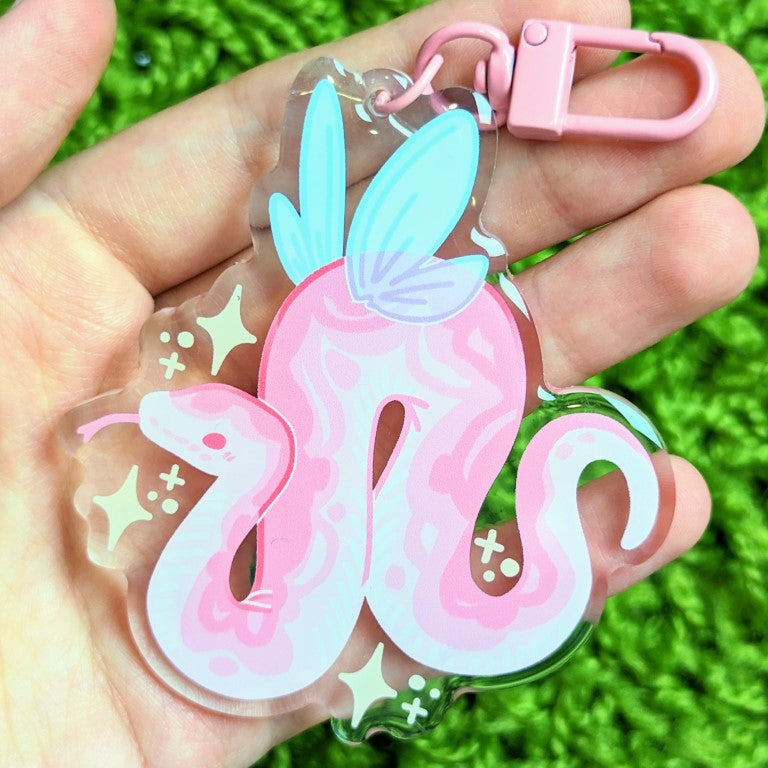 Pastel Fable Fairy Snake Acrylic Keychains β Milky Tomato