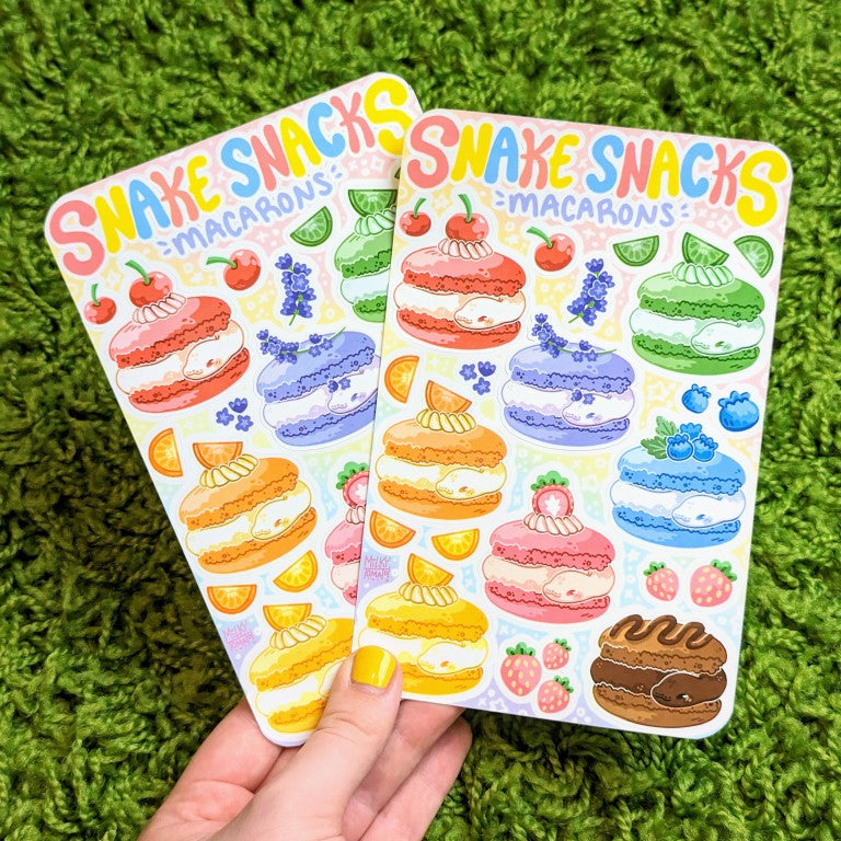 Snake Snacks Macarons Sticker Sheet – Milky Tomato