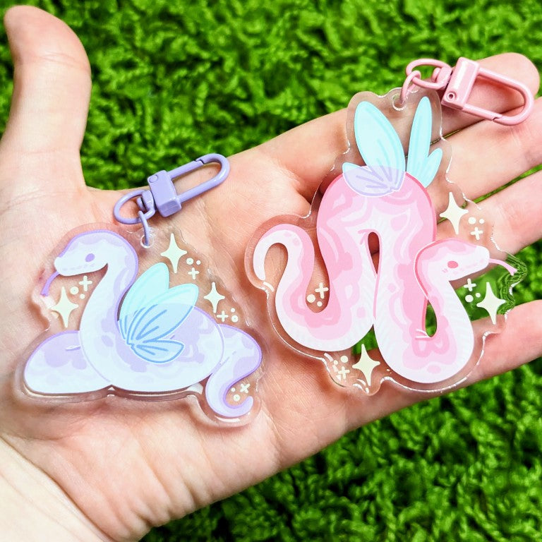 Pastel Fable Fairy Snake Acrylic Keychains β Milky Tomato