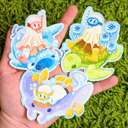 Cute Scuba Diving Ghost Stickers