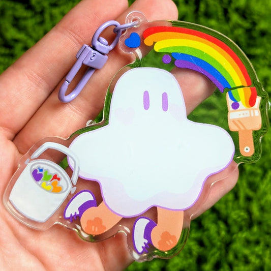 Rainbow Pride Painting Ghost Acrylic Keychain