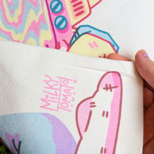 Drippy Pastel TV Head Tote Bag