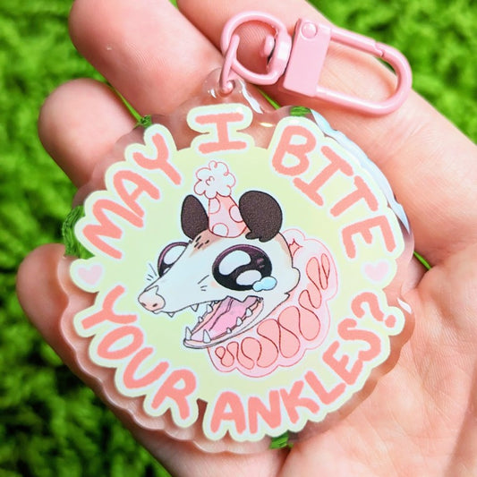 May I Bite Your Ankles Acrylic Keychain