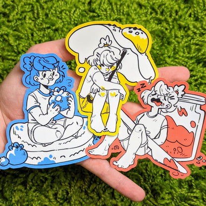 Cute Breakfast Colored Border Doodle Stickers