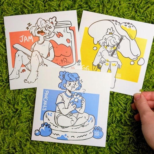 Cute Breakfast Doodle Square Prints