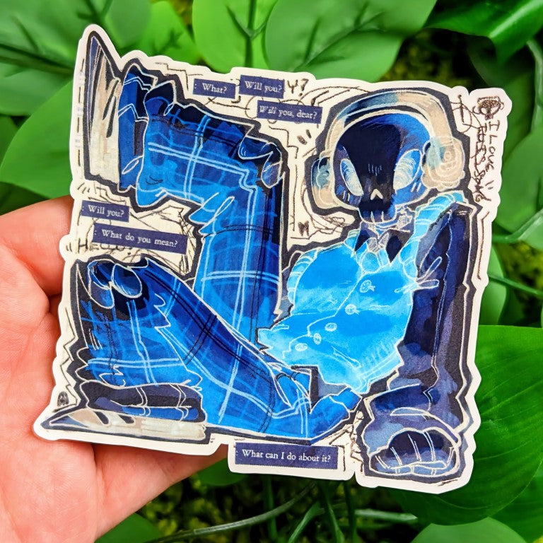 Inverted Grunge Skeleton Cade Sticker