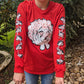 Long-Sleeved Red Droopy Eye Girl T-Shirt - FRONT IMAGE